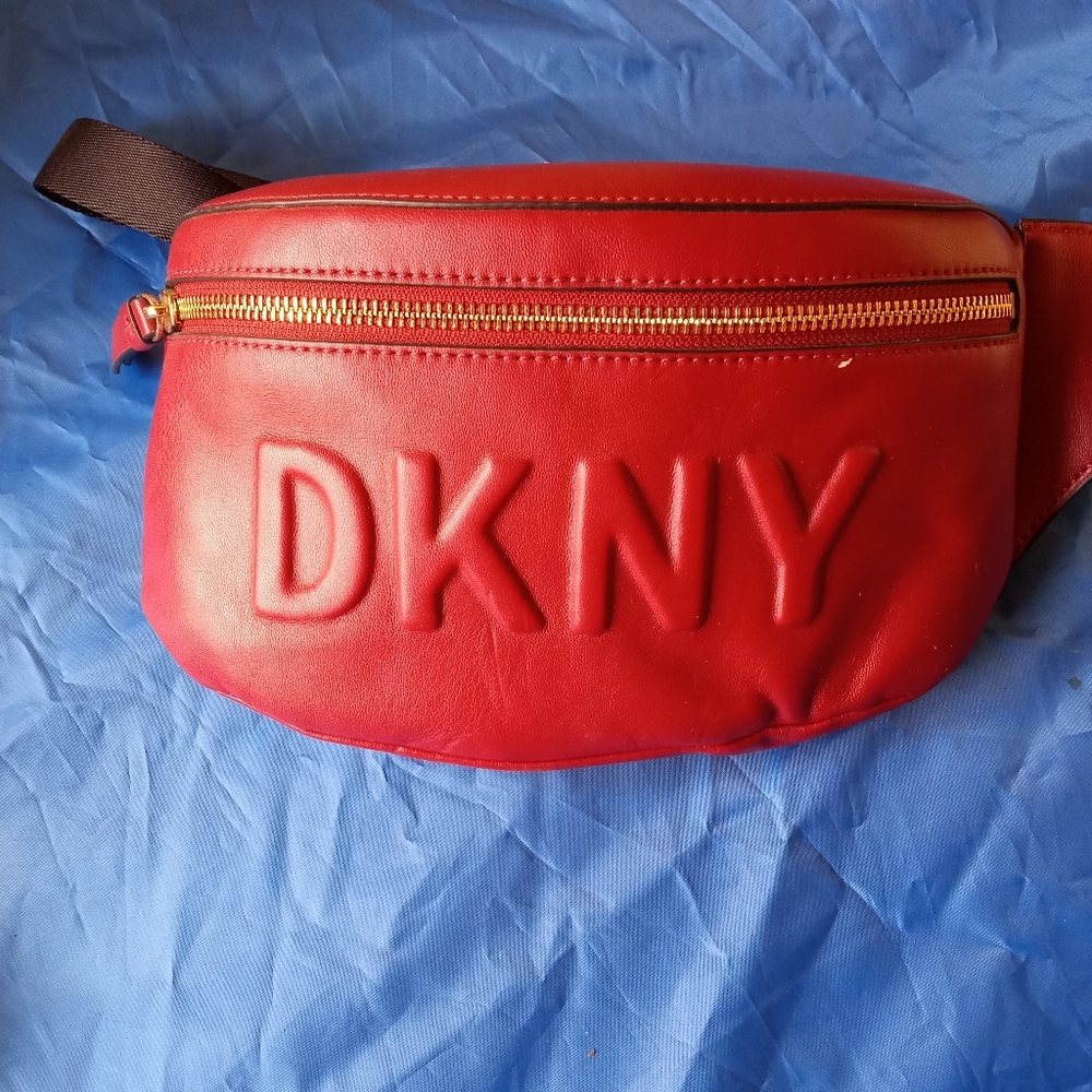 Red DKNY fanny bag